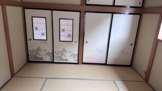 【施工事例】民泊施設の和室リフォーム｜ダイケン和紙表の畳と襖張替え